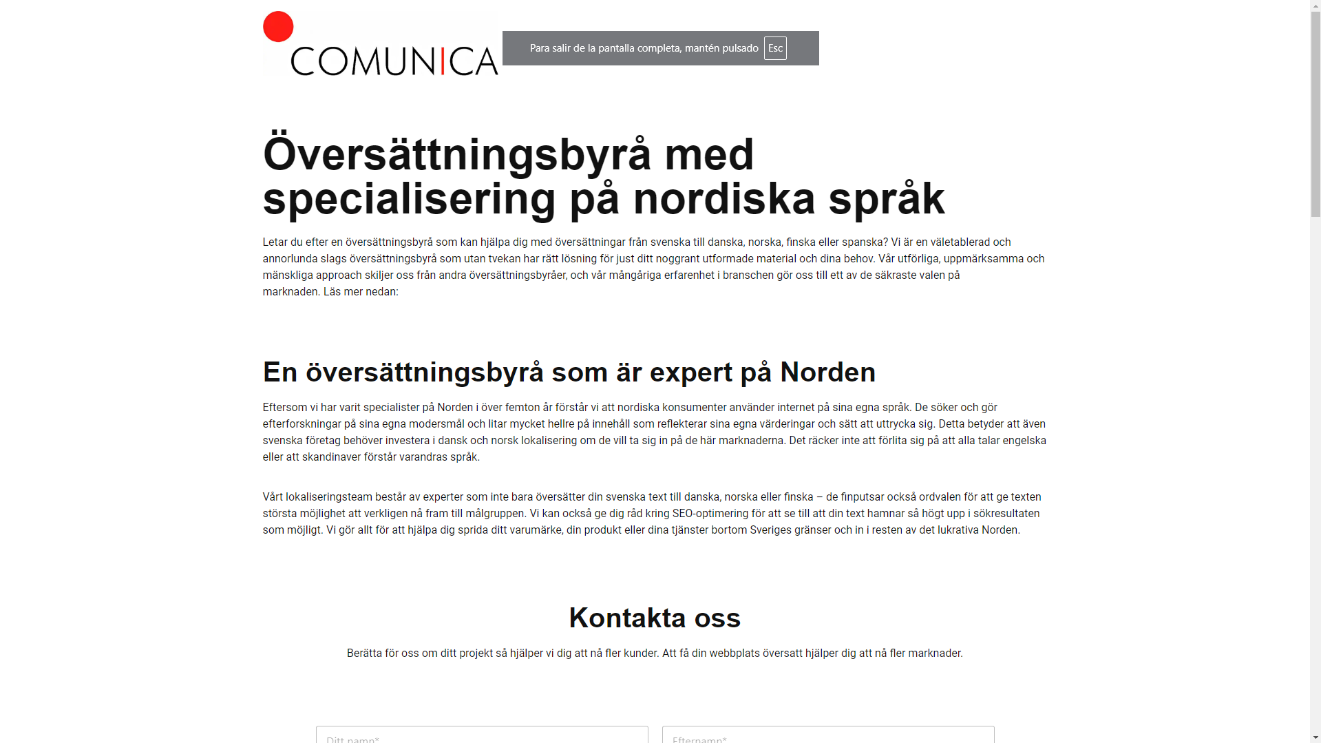 Landing Page Oversattningsbyra